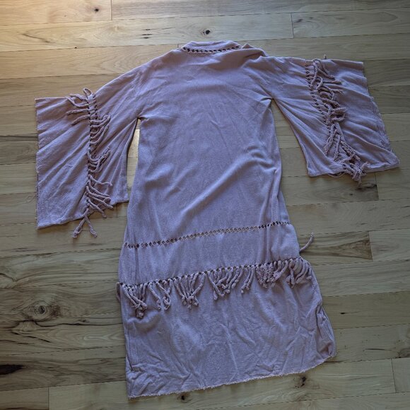 Aya Sacred Wear Boho Kimono Cover Wide Sleeve Cape Tassel Organic Sustainable - Picture 2 of 8